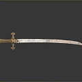 Ornate Ancient Sword With Golden Hilt And Shiny Silver Blade Design