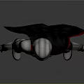 Armored Character In Helmet With Black Cape Red Trim And Metallic Armor Standing