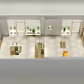 Modern Elegant Clothing Store Interior With Glass Display Windows Mannequins And Plants