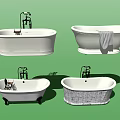 Assorted Design Bathtubs With Faucet Towel Claw Feet And Decorative Pattern