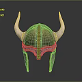 Viking Weapon Helmet With Horns Metal Leather And Golden Stripes Design