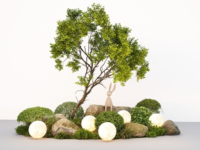 Plant combination landscape modeling tree cover shrub green plant pile 3d model