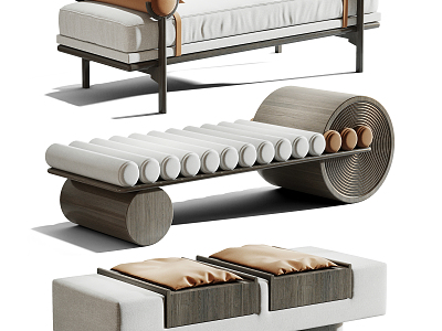 Modern sofa stool bench combination model