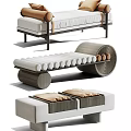 Modern sofa stool bench combination 3d model