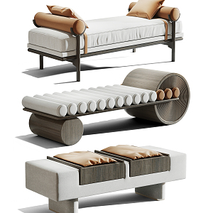 Modern sofa stool bench combination 3d model