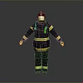 Firefighting Protective Suit With Black Yellow Reflective Stripes Helmet And Gloves