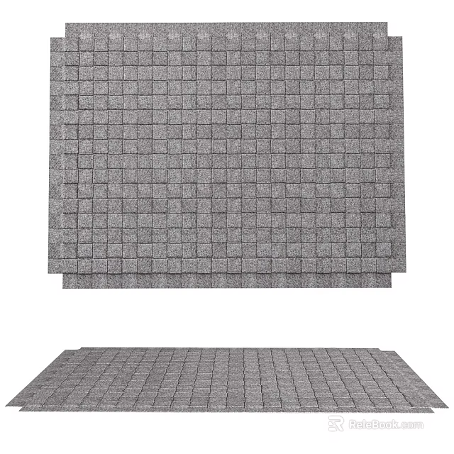 Gray Square Pattern Square Carpet Stacked And Laid Out For 3d model 