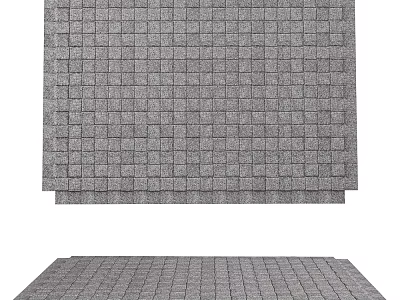 Gray Square Pattern Square Carpet Stacked And Laid Out For 3d model