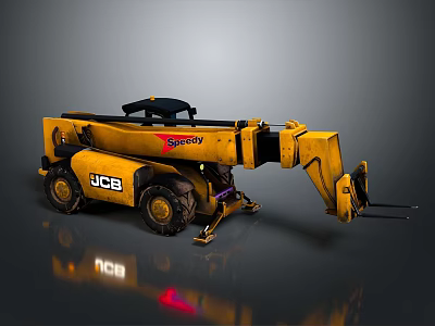 Yellow Spartan JOB Utility Vehicle with Extendable Boom for Heavy Duty Construction Tasks 3d model