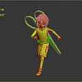 Green Game Movie Character Figure With Red Hair Yellow Outfit And Dynamic Pose