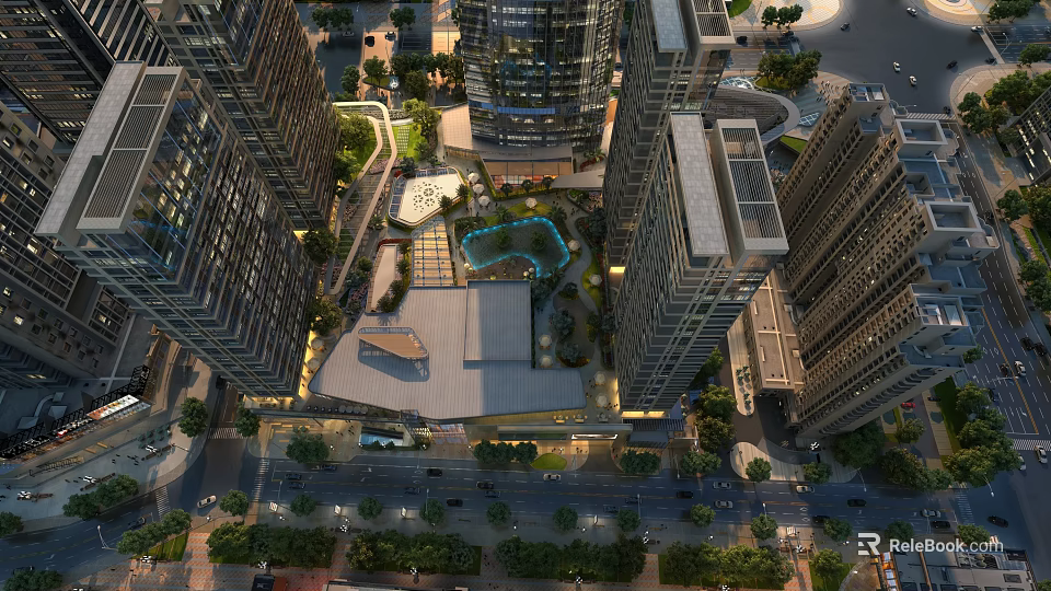 Rooftop Garden Among Urban High Rise Buildings With Lush Greenery And Leisure Spaces 3d model 
