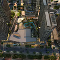 Rooftop Garden Among Urban High Rise Buildings With Lush Greenery And Leisure Spaces