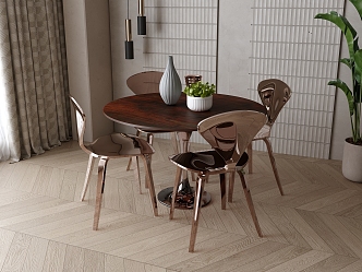 Modern Dining Table and Chair Combination 3d model