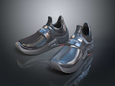 Modern Stylish Sneakers With Mesh Upper And Metallic Design For Daily Wear 3d model