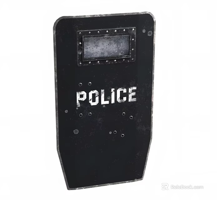 Black Police Shield With Metal Rivets And POLICE Lettering Design 3d model 