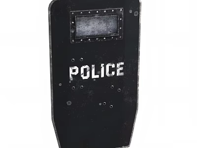 Black Police Shield With Metal Rivets And POLICE Lettering Design 3d model