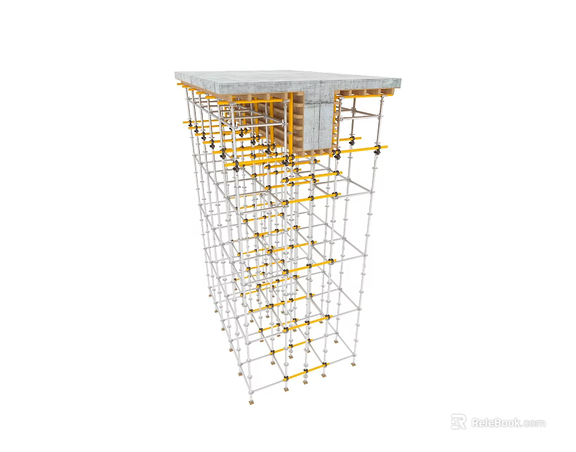 Industrial Scaffolding Equipment with Metal Frame and Yellow Support Bars for Construction Projects 3d model 