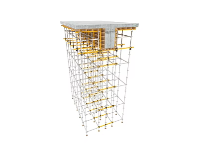 Industrial Scaffolding Equipment with Metal Frame and Yellow Support Bars for Construction Projects 3d model