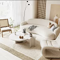 Quiet sofa tea table combination 3d model