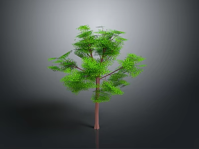 Lush Green Tree With Vibrant Green Leaves And Brown Trunk Against Gray Background 3d model