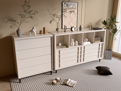 Modern Cream Style Cabinet Whole Cabinet Sideboard Cabinet Balcony Cabinet Storage Cabinet Entrance Cabinet 3d model