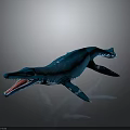 Blue Prehistoric Marine Reptile With Long Snout Sharp Teeth And Streamlined Flippers