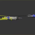 Futuristic Cosmic Spacecraft With Twin Yellow Rocket Boosters And Blue Details