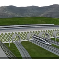 Railway Tunnel Road Infrastructure With High-Speed Train Tracks And Green Landscapes