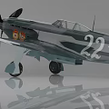 Vintage Grey Fighter Jet Model With Red Star Number 22 And Propeller