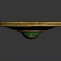 Ornate Circular Shield Weapon Featuring Golden Border And Peacock Feather Design