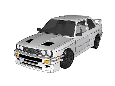 Classic Sports Car With Retro Design Black Wheels Rear Spoiler And Front Air Intakes 3d model