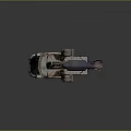 Modified Worn White Car With Large Rocket Engines Red Straps And Perforated Metal Trailer