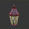 Vintage Metal Lantern With Black And White Finish Intricate Cutout Patterns