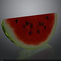 Fresh Juicy Watermelon Slice with Red Flesh Black Seeds and Green Rind