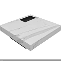 Modern White Marble Coffee Table With Black Tray And Smooth Surface Texture 3d model