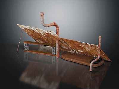 Industrial Rusted Metal Structural Components With Pipes Frames And Sheets 3d model