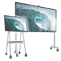 Public Facility Large Digital Screens with Ocean Wave Display on Wheeled Stands for Public Use