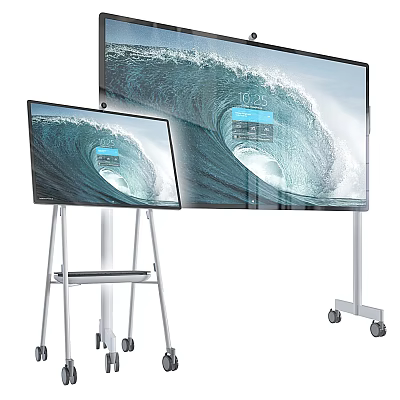 Public Facility Large Digital Screens with Ocean Wave Display on Wheeled Stands for Public Use 3d model