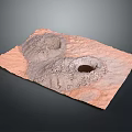 Detailed Terrain Model Featuring Reddish Brown Surface And Gray Textured Pits 3d model