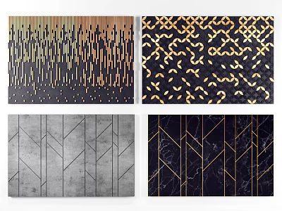 Modern Background Wall Designs With Gold Lines Geometric Patterns And Marble Texture 3d model