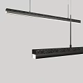 Modern Linear Black Pendant Light With Textured Surface And Hanging Suspension Design 3d model