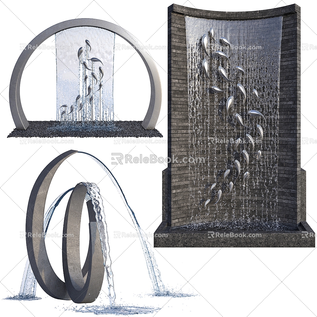 Fountain Waterscape Waterscape Wall 3d model