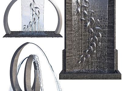 Fountain Waterscape Wall 3d model