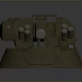 Modern Military Turret Model With Long Cannon Barrel And Mechanical Components