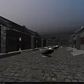 Ancient Chinese Architecture Traditional Courtyard With Central Pavilion Surrounded By Mountain And Green Trees