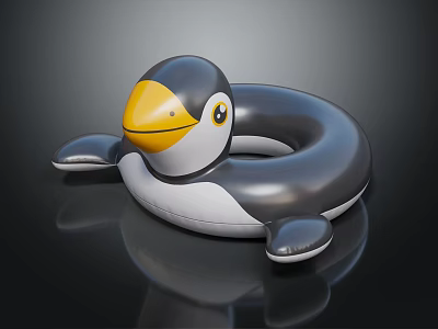 Penguin Shaped Inflatable Swim Ring For Kids Summer Pool Flotation Activities 3d model