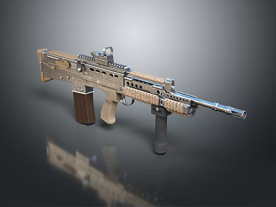 Modern Tactical Assault Rifle With Scope Magazine Tan Finish And Metallic Components 3d model