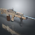 Modern Tactical Assault Rifle With Scope Magazine Tan Finish And Metallic Components
