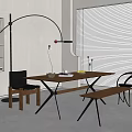 Modern Dining Table and Chair Combination Log Table and Chair Dining Table Ornaments Solid Wood Dining Table and Chair 3d model