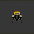Yellow Truck Model With Wooden Cargo Bed Black Front Yellow Rims Gray Background And Reflection